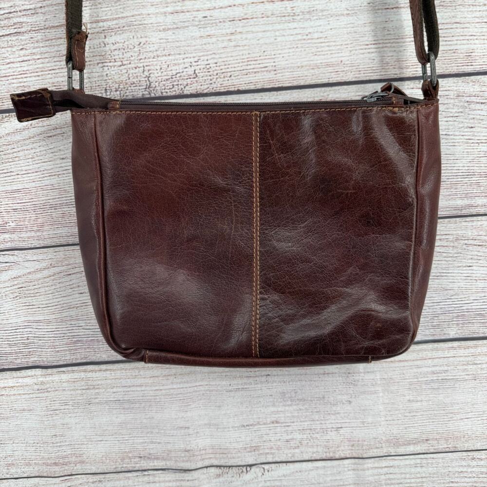 Jack Georges Brown Leather Purse‎ 6 Zippered Pockets